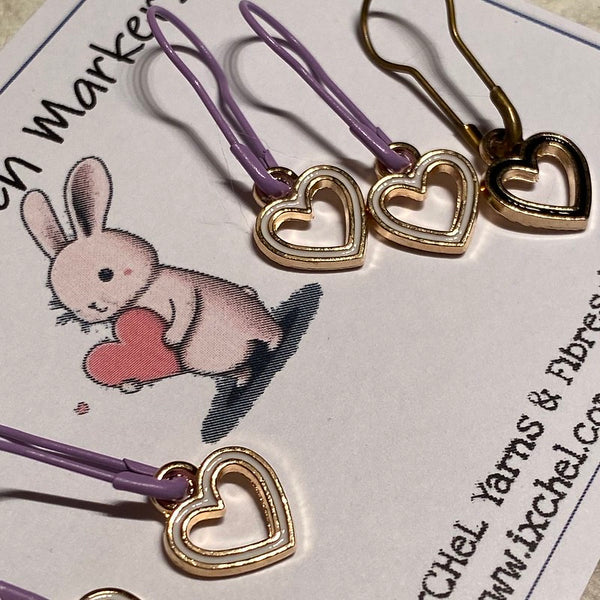 IxCHeL Fibre And Yarns Stitch Markers For knitters Love Heart White