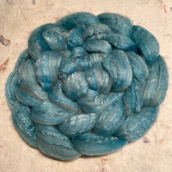 IxCHeL Fibre & Yarns Tundra Qiviut Blend Tops colourway Frozen (dyed w/Woad)