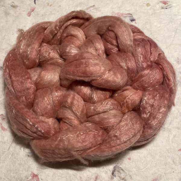 IxCHeL Fibre & Yarns Tundra Qiviut Blend Tops colourway Rose (dyed w/Madder Root)