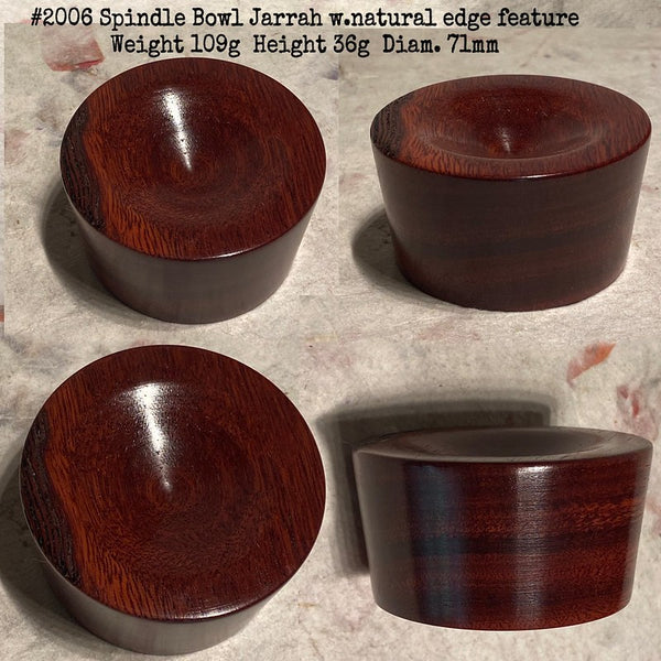 IxCHeL Fibre & Yarns LotBD Spindle Support Bowl made in Jarrah with Natural Edge Feature #2006