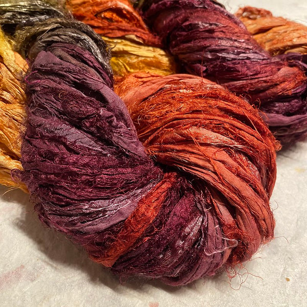 IxCHeL Fibre & Yarns Silk Ribbon Yarn colourway Tanami Desert close Up