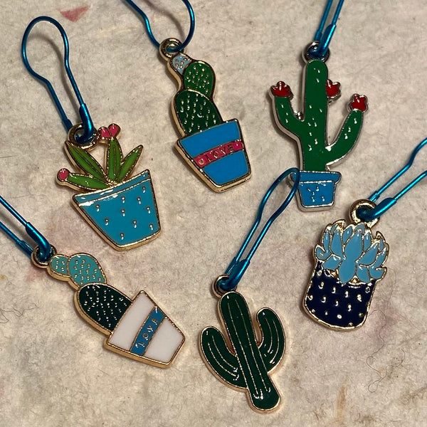 IxCHeL Fibre & Yarns Cactus Blue Set of 6 Stitch Markers