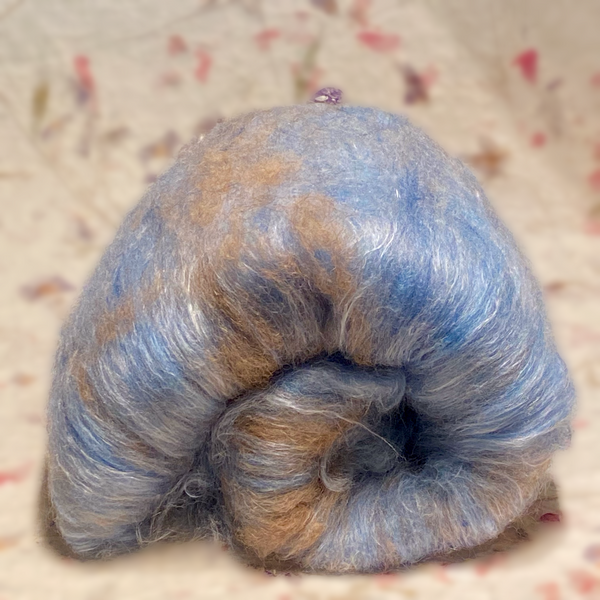 IxCHeL Fibre & Yarns Possum Cashmere Merino Silk Spinning Batts colourway Sky Blue