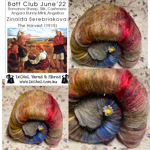 IxCHeL Fibres Art Journey Batt Club Collage of June  2022