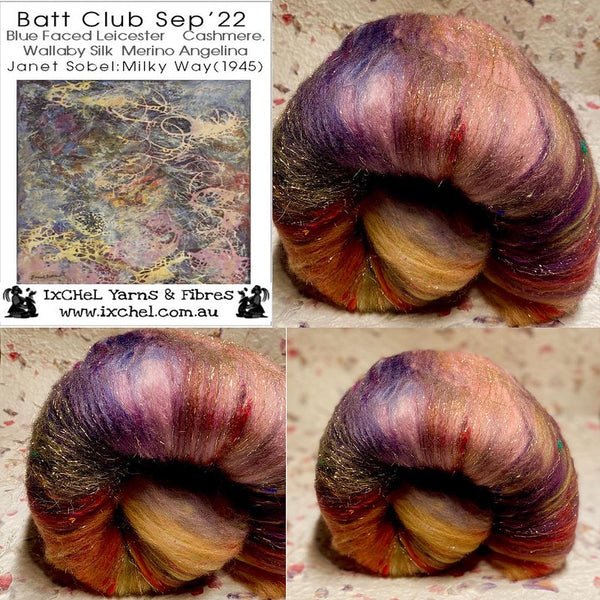 IxCHeL Fibres Art Journey Batt Club Collage of September 2022