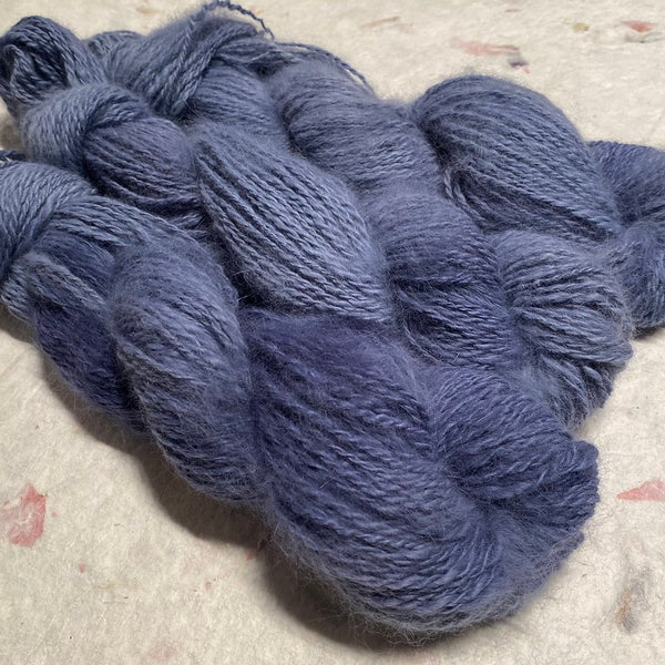 IxCHeL Fibre & Yarns 100% Angora Bunny 4ply Handspun Yarn colourway Indigo