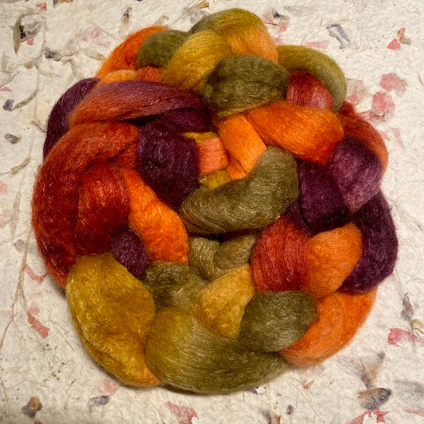 IxCHeL Fibre & Yarns Babydoll Southdown Blend Tops colourway Pumpkin King