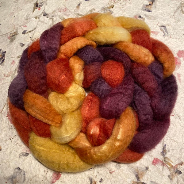 IxCHeL Fibre & Yarns Blue Faced Leicester, Silk & Cashmere Tops colourway Dragonfly In Amber