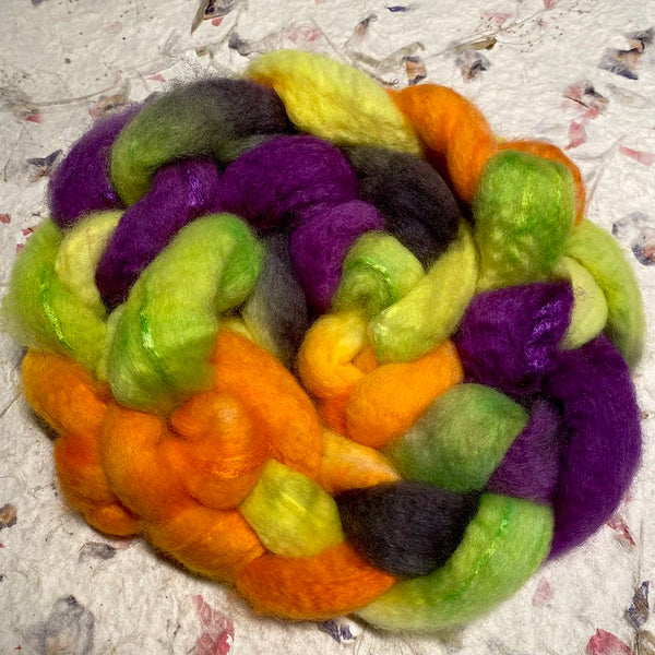 IxCHeL Fibre & Yarns Blue Faced Leicester, Silk & Cashmere Tops colourway  Witches