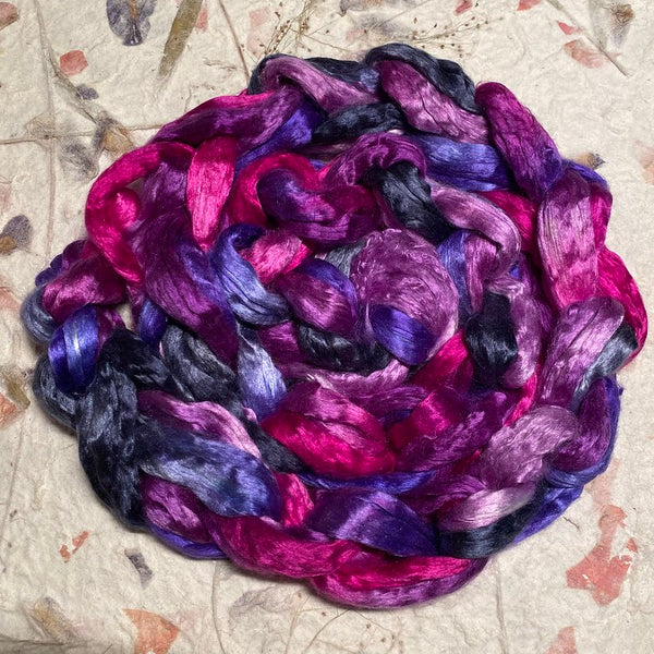 IxCHeL Fibre & Yarns Mulberry Silk Tops colourway Purple Haze