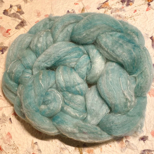 IxCHeL Fibre & Yarns North Ronaldsay Blend Tops colourway Freezing in a Kilt dyed with Woad
