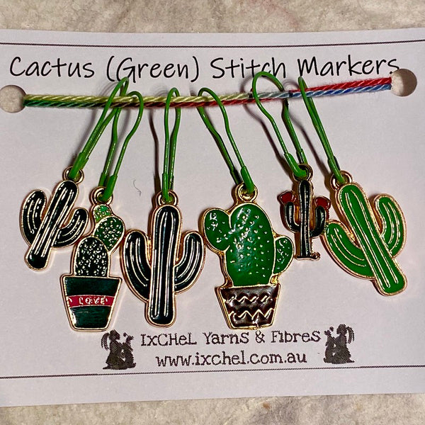 IxCHeL Fibre & Yarns Cactus Green Set of 6 Stitch Markers