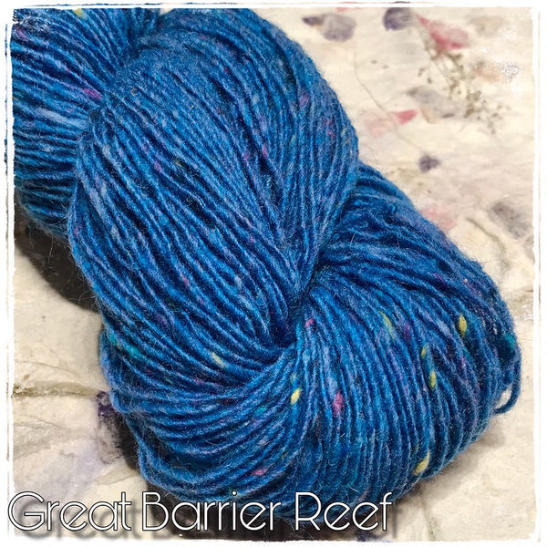 IxCHeL Fibre & Yarns Mohair Merino Tweed 4ply Yarn colourway Great Barrier Reef