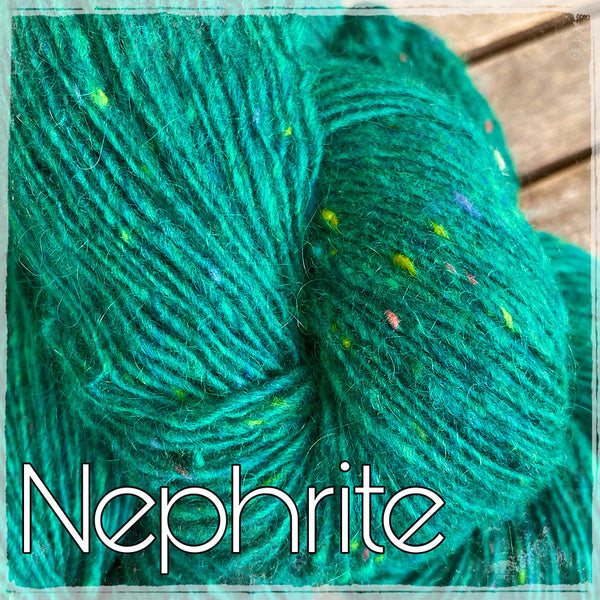 IxCHeL Fibre & Yarns Mohair Merino Tweed 4ply Yarn colourway Nephrite