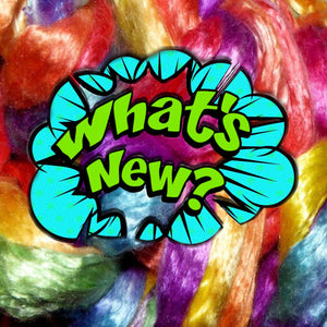 IxCHeL Fibre & Yarns - A colourful fibre top captioned with What's New! 
