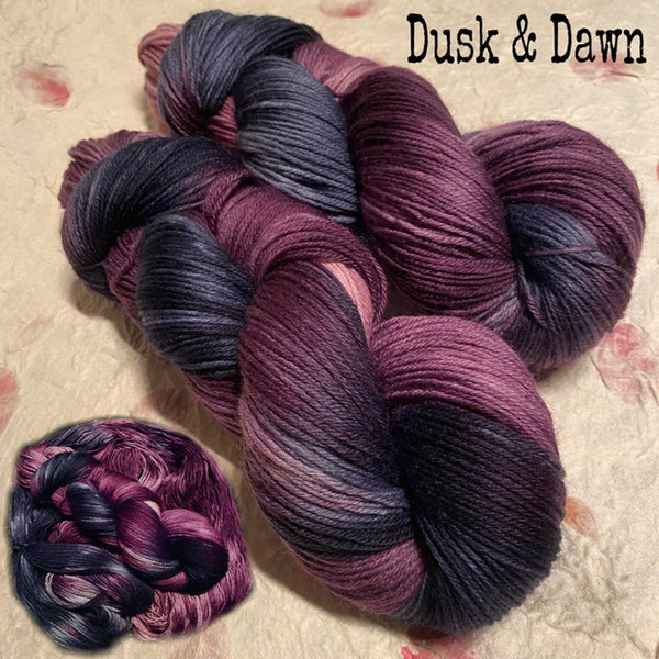 IxCHeL Fibre And Yarns 4ply Sock Yarn colourway Dusk And Dawn