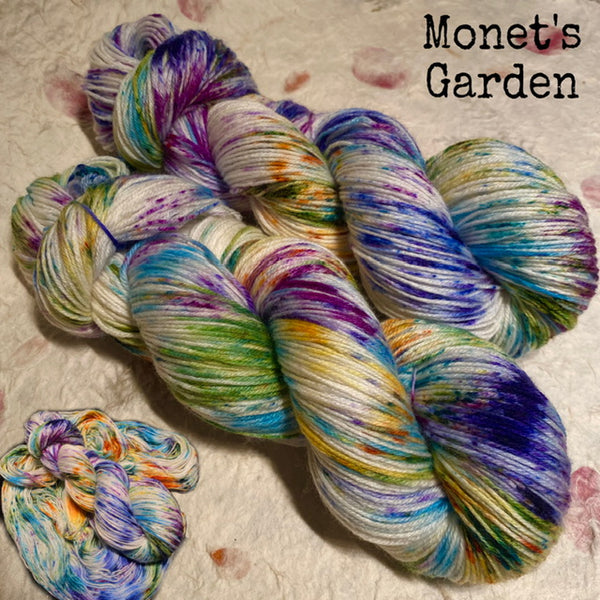 IxCHeL Fibre And Yarns 4ply Sock Yarn colourway Monet's Garden