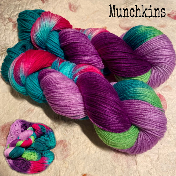 IxCHeL Fibre And Yarns 4ply Sock Yarn colourway Munchkins