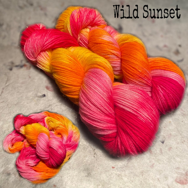 IxCHeL Fibre And Yarns 4ply Sock Yarn colourway Wild Sunset
