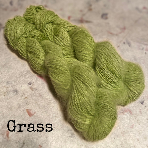 IxCHeL Fibre & Yarns 100% Angora Bunny 4ply Handspun Yarn colourway Grass