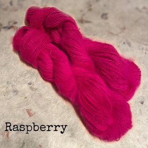 IxCHeL Fibre & Yarns 100% Angora Bunny 4ply Handspun Yarn colourway Raspberry