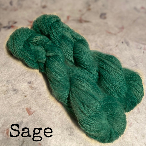 IxCHeL Fibre & Yarns 100% Angora Bunny 4ply Handspun Yarn colourway Sage