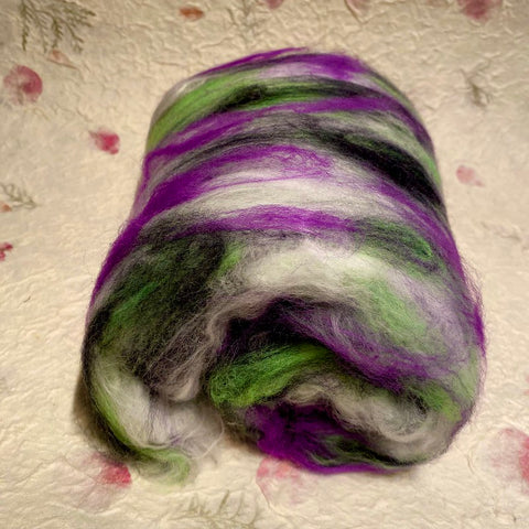 IxCHeL Fibre & Yarns Angora Merino Batts colourway Beetlejuice