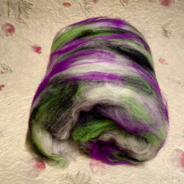 IxCHeL Fibre And Yarns Angora Merino Batts colourway Beetlejuice