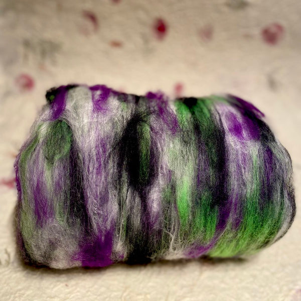 IxCHeL Fibre And Yarns Angora Merino Batts colourway Beetlejuice