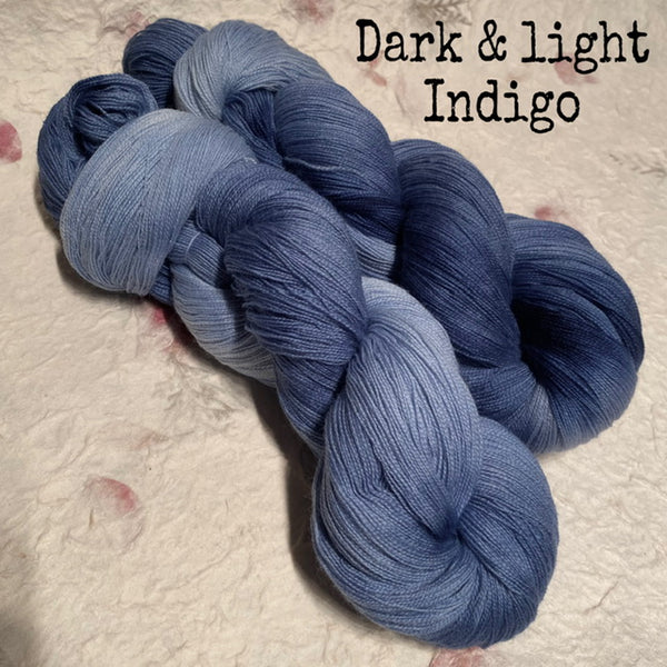 IxCHeL Fibre And Yarns Cashmerino Lace Yarn colourway Dark & Light Indigo