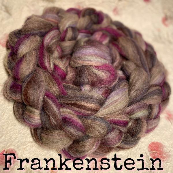 IxCHeL Fibre And Yarns Frankenfluff Tops colourway Frankenstein