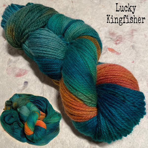 IxCHeL Fibre & Yarns 8ply DK Merino Yarn 'GAIA' colourway Lucky Kingfisher