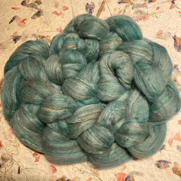 IxCHeL Fibre & Yarns Guanaco Blend Tops colourway Mystic Lake dyed with Woad