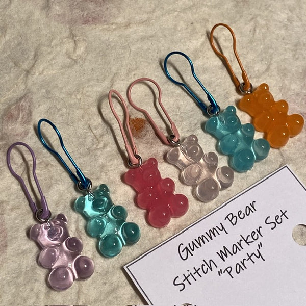 IxCHeL Fibre & Yarns Gummy Bear Stitch Marker Set of 6 colourway Party