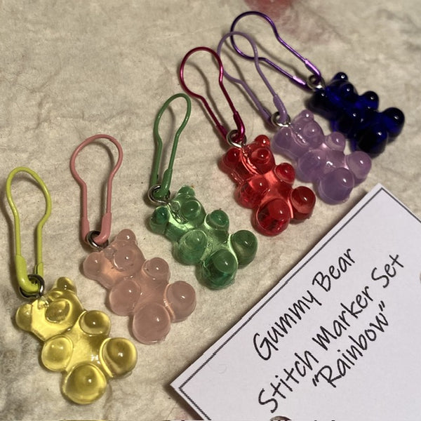 IxCHeL Fibre & Yarns Gummy Bear Stitch Marker Set of 6 colourway Rainbow