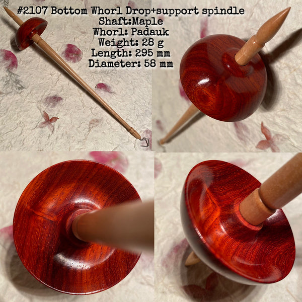 IxCHeL Fibre And Yarns LotBD Bottom Whorl Drop Spindle Maple Padauk #2107