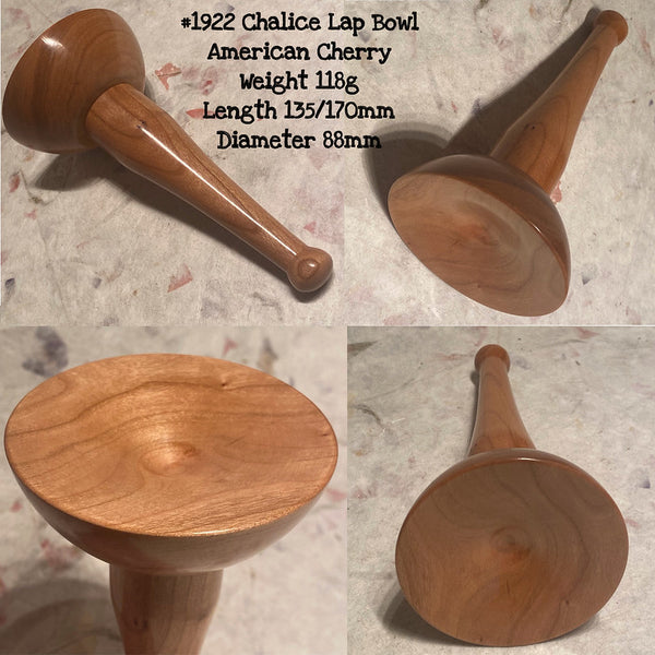 IxCHeL Fibre & Yarns LotBD Chalice Lap Spindle Bowl made of American Cherry #1922