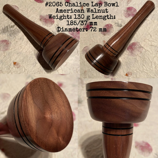 IxCHeL Fibre & Yarns LotBD Chalice Lap Spindle Bowl made of American Walnut with Decorative Rings #2065