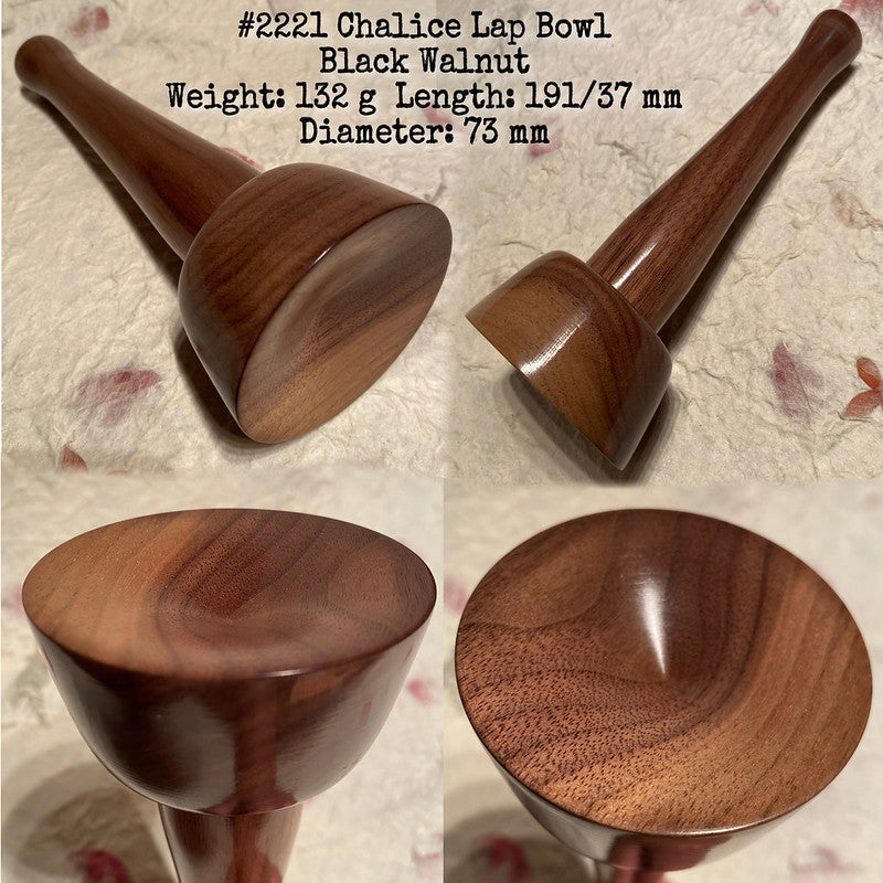 IxCHeL Fibre & Yarns LotBD Chalice Lap Spindle Bowl made of Black Walnut with Tonal Bowl Natural Feature #2221