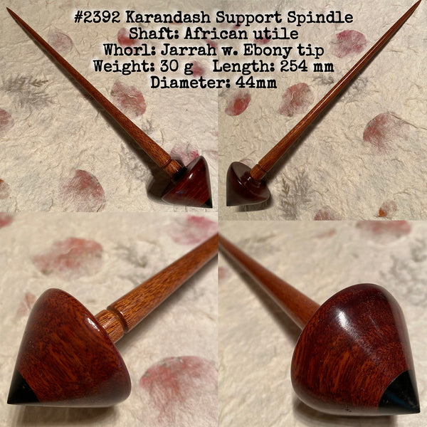 IxCHeL Fibre & Yarns LotBD Karandash Support Spindle made from African Utile Jarrah with Ebony Tip #2392
