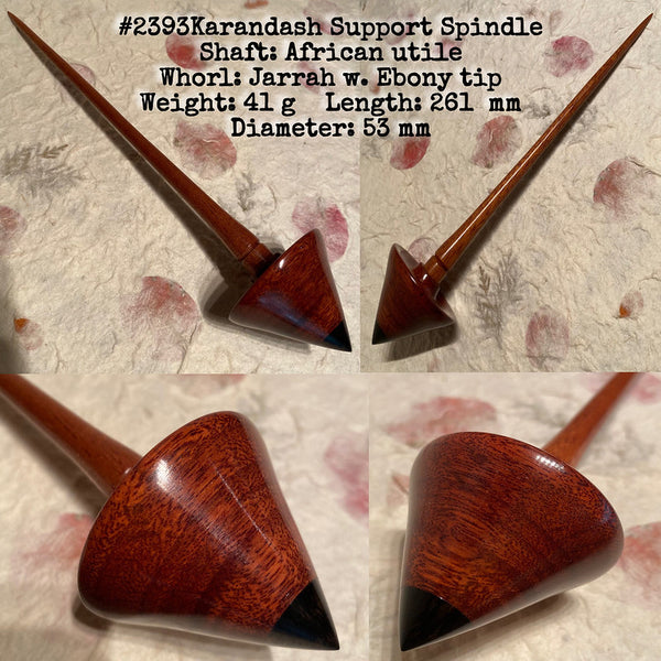 IxCHeL Fibre & Yarns LotBD Karandash Support Spindle made from African Utile Jarrah with Ebony Tip #2393