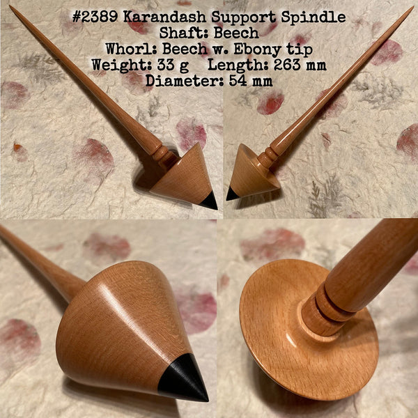 IxCHeL Fibre & Yarns LotBD Karandash Support Spindle made from Beech with Ebony Tip #2389