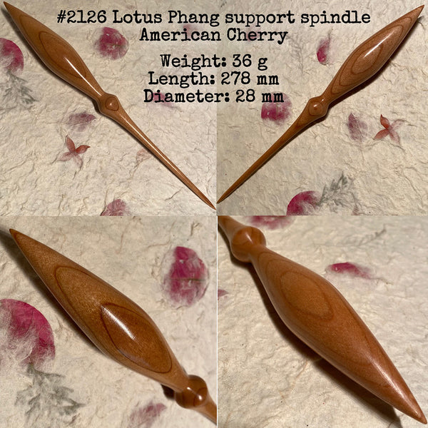 IxCHeL Fibre & Yarns LotBD Lotus Phang Support Spindle crafted from American Cherry #2126