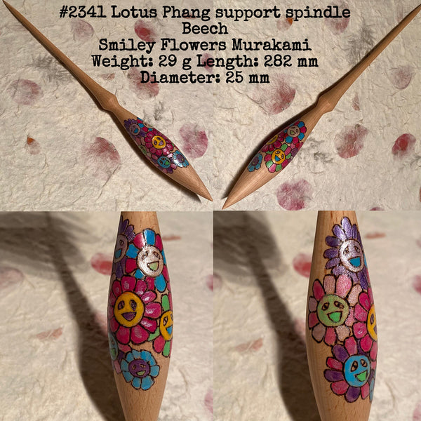 IxCHeL Fibre And Yarns LotBD Lotus Phang Support Spindle crafted in Beech with Paint and Pyro finish #2341 