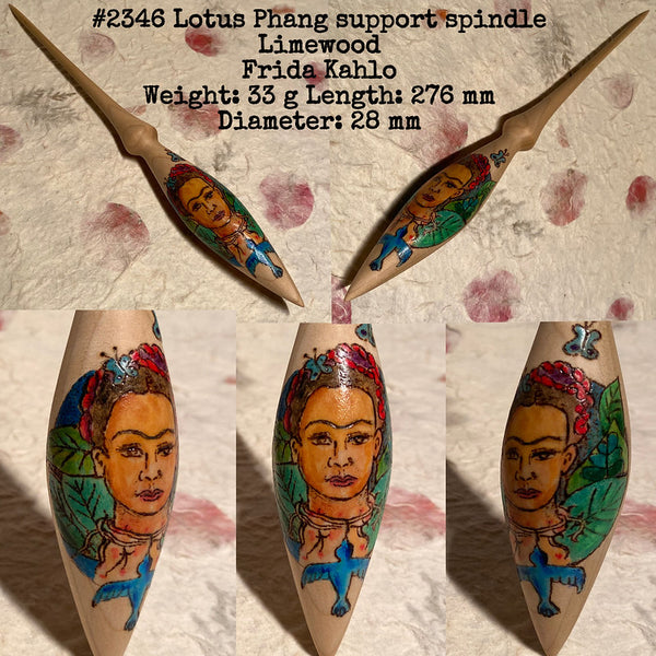 IxCHeL Fibre And Yarns LotBD Lotus Phang Support Spindle crafted in Limewood with Paint and Pyro finish #2346 