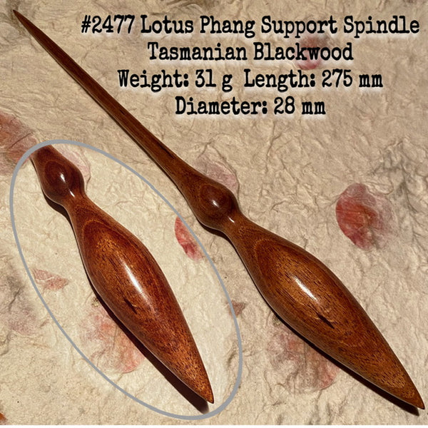 IxCHeL Fibre And Yarns LotBD Lotus Phang Support Spindle crafted from Tasmanian Blackwood #2477