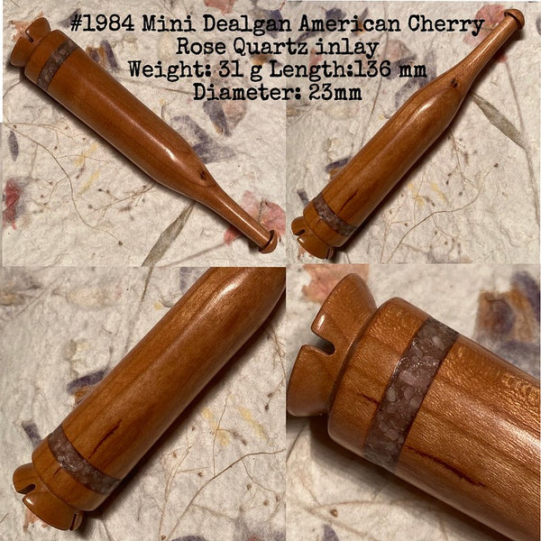IxCHeL Fibre & Yarns LotBD Mini Dealgan American Cherry with Rose Quartz Stone Inlay #1984