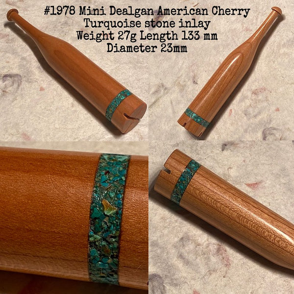 IxCHeL Fibre & Yarns LotBD Mini Dealgan American Cherry with Turquoise Stone Inlay #1978