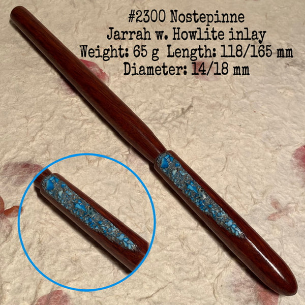 IxCHeL Fibre & Yarns LotBD Nostepinne crafted from Jarrah with Howlite Inlay #2300