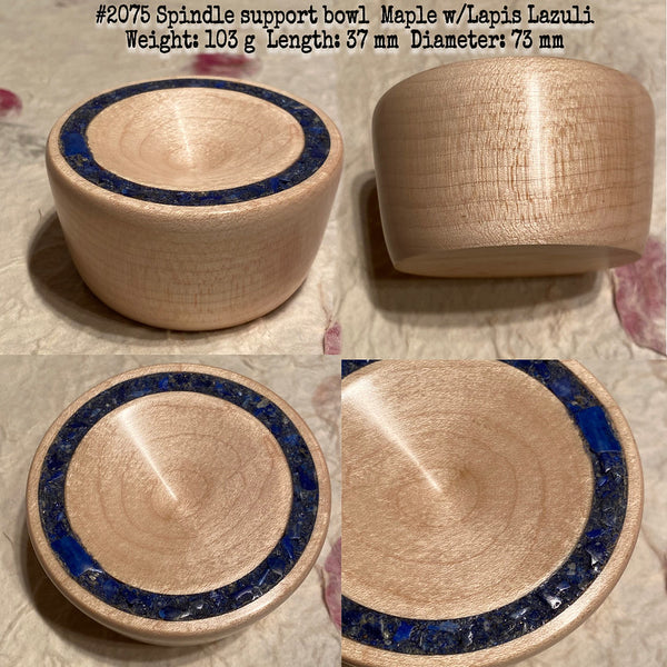 IxCHeL Fibre & Yarns LotBD Support Spindle Bowl crafted in Maple with Lapis Lazuli Inlay #2075